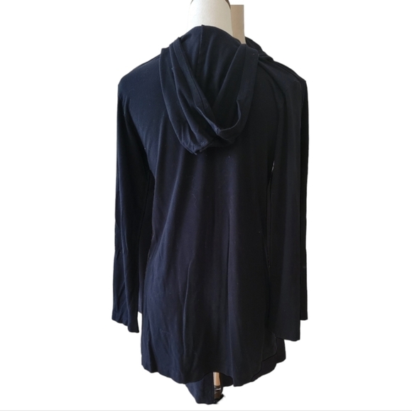 Chicos Black Hooded Zip Up Long Jacket Size 0 - Picture 3 of 4